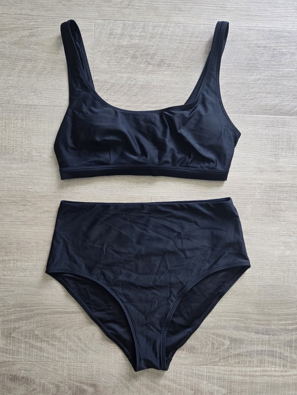 Black Two-Piece High-Waist Swim Set